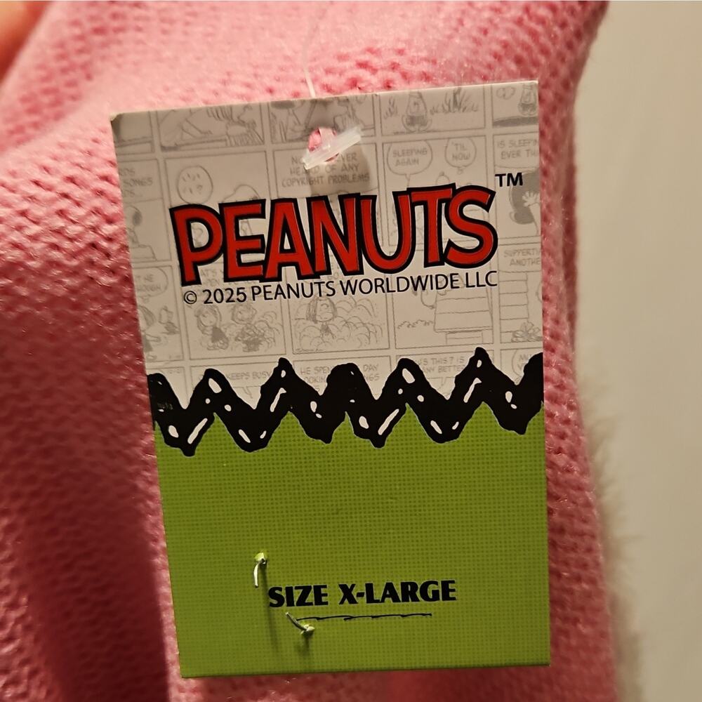 Peanuts Women Pink Knit Pullover Sweater XL Snoopy Ugly Christmas Wreath NWT new - Picture 8 of 8